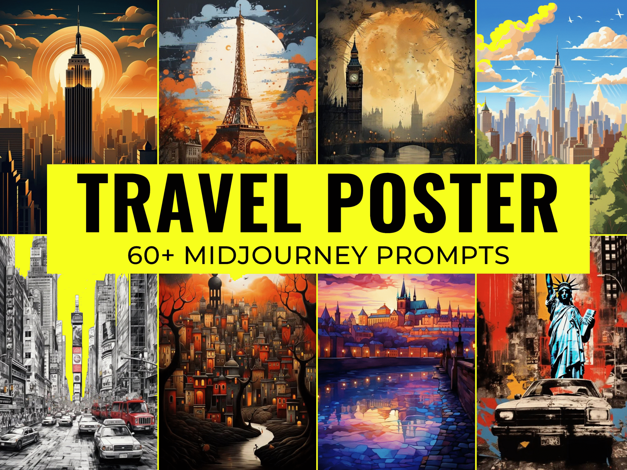 60+ Travel Poster Midjourney Prompts